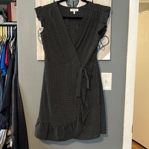 Monteau classy black with cream polka dots dress